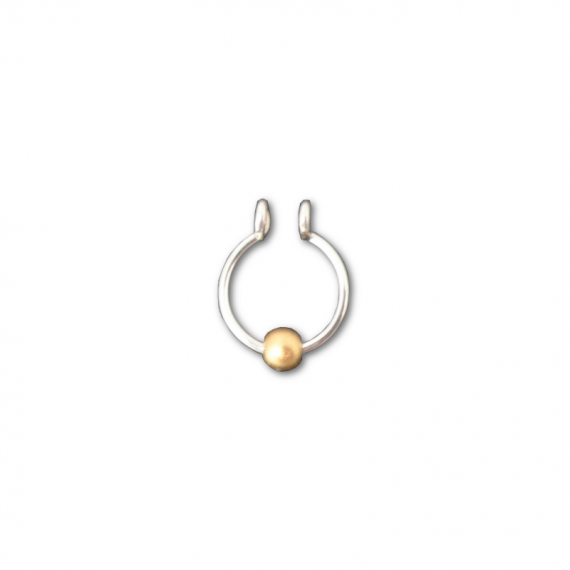 sterling silver fake septum with gold bead