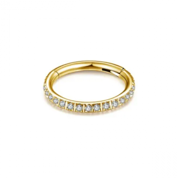 טבעת קליקר זהב עם קריסטלים לצד