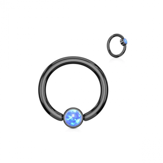טבעת לחץ שחורה עם אופל